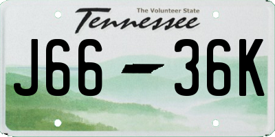 TN license plate J6636K