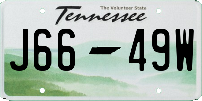 TN license plate J6649W