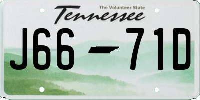 TN license plate J6671D