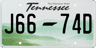 TN license plate J6674D