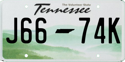 TN license plate J6674K