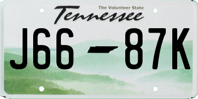 TN license plate J6687K
