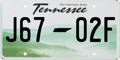 TN license plate J6702F