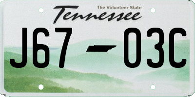 TN license plate J6703C