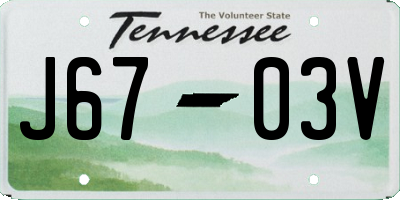 TN license plate J6703V