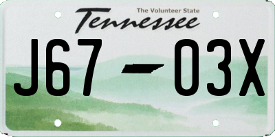 TN license plate J6703X