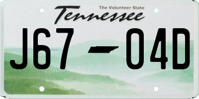 TN license plate J6704D