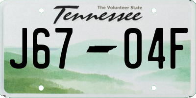 TN license plate J6704F