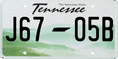 TN license plate J6705B