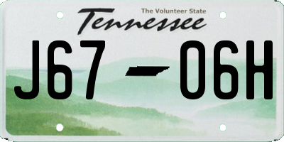 TN license plate J6706H