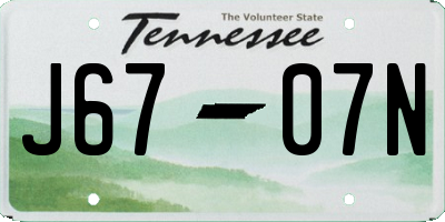 TN license plate J6707N