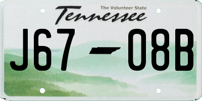TN license plate J6708B