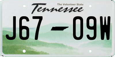 TN license plate J6709W