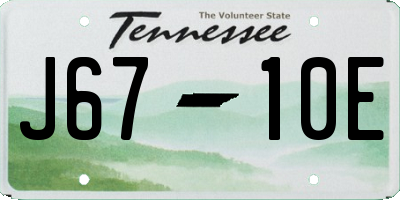 TN license plate J6710E