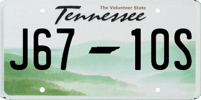 TN license plate J6710S