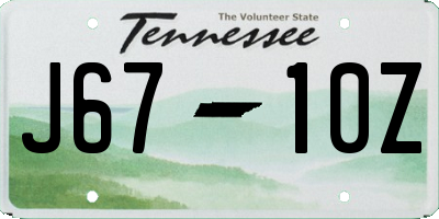 TN license plate J6710Z