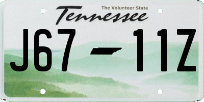 TN license plate J6711Z
