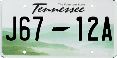 TN license plate J6712A