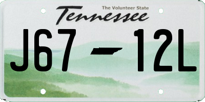 TN license plate J6712L
