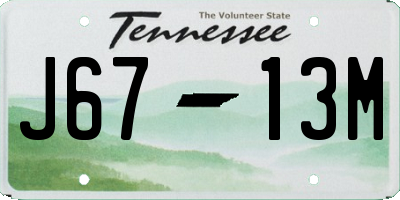 TN license plate J6713M