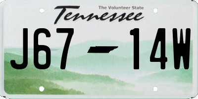 TN license plate J6714W