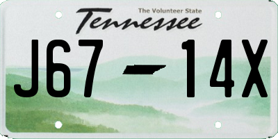 TN license plate J6714X