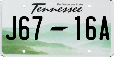 TN license plate J6716A