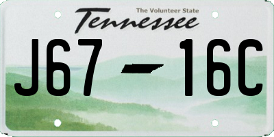 TN license plate J6716C