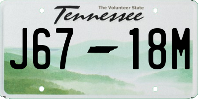 TN license plate J6718M