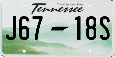 TN license plate J6718S