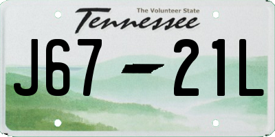 TN license plate J6721L