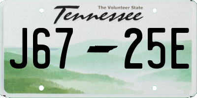TN license plate J6725E