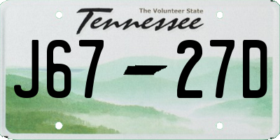 TN license plate J6727D