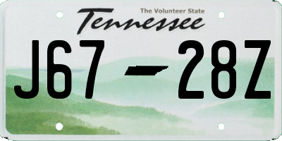 TN license plate J6728Z