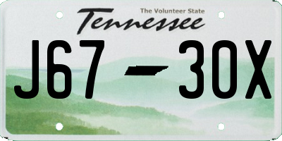 TN license plate J6730X