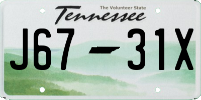 TN license plate J6731X