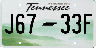 TN license plate J6733F