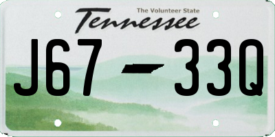 TN license plate J6733Q
