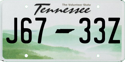 TN license plate J6733Z