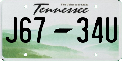 TN license plate J6734U