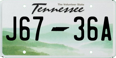 TN license plate J6736A