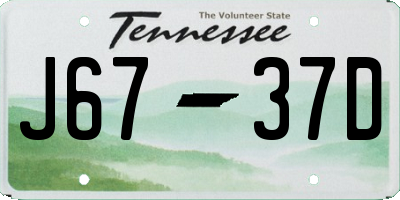 TN license plate J6737D