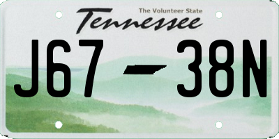 TN license plate J6738N