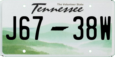 TN license plate J6738W