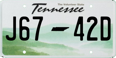 TN license plate J6742D