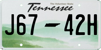 TN license plate J6742H