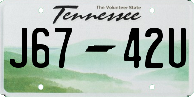 TN license plate J6742U