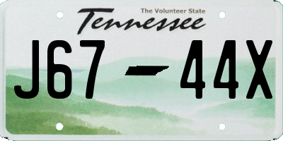 TN license plate J6744X