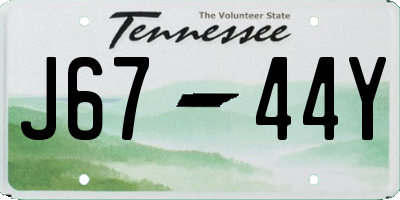 TN license plate J6744Y