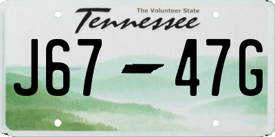 TN license plate J6747G